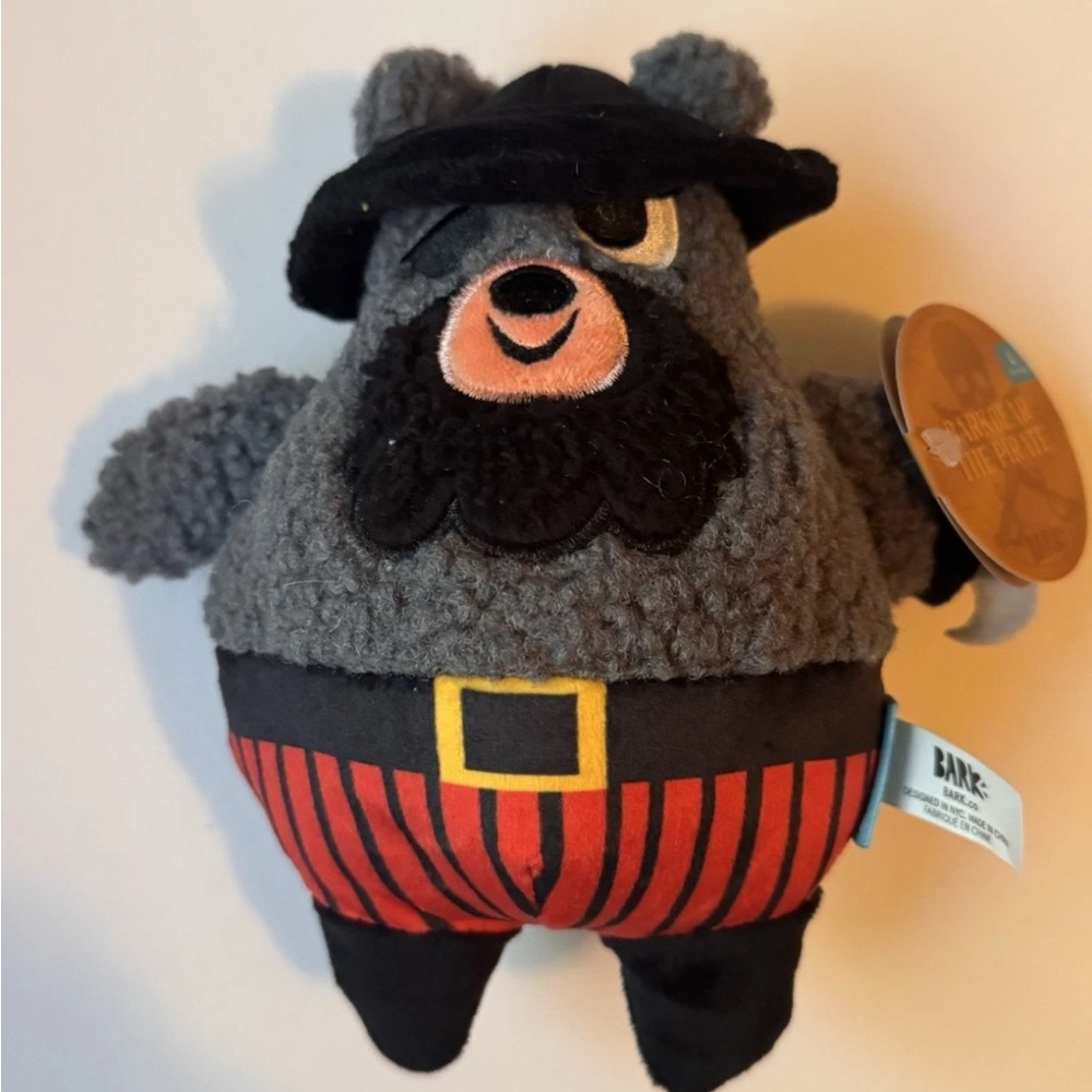 BARK BOX Dog Toy BARKBEAR THE PIRATE Plush Large 50+ LB Crinkle Squeak
